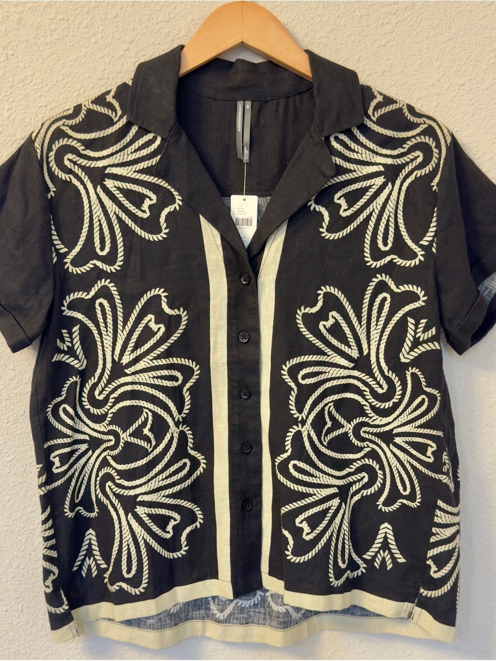 NWT Women’s Anthropologie Brenna Linen Cotton Buttondown Oversized Top Size XS